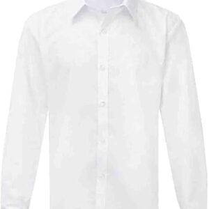 Kids School Uniform Easy-Iron Plain Dress Cotton Blended Shirts for Boys & Girls