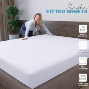 Fitted Sheet 40cm/16in Microfiber Sheet Fitted Wrinkle Free & Fade Resistant, Fitted Sheet 5 Colors